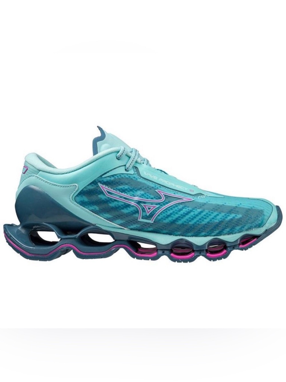 Mizuno Women's Light Blue Athletic Shoes with Pink Accents